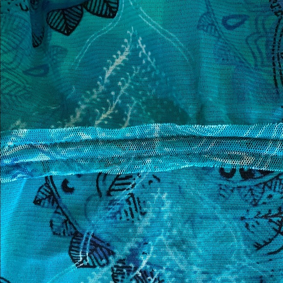 Axcess Babydoll Top Large Bright Teal Pattern - Picture 6 of 7